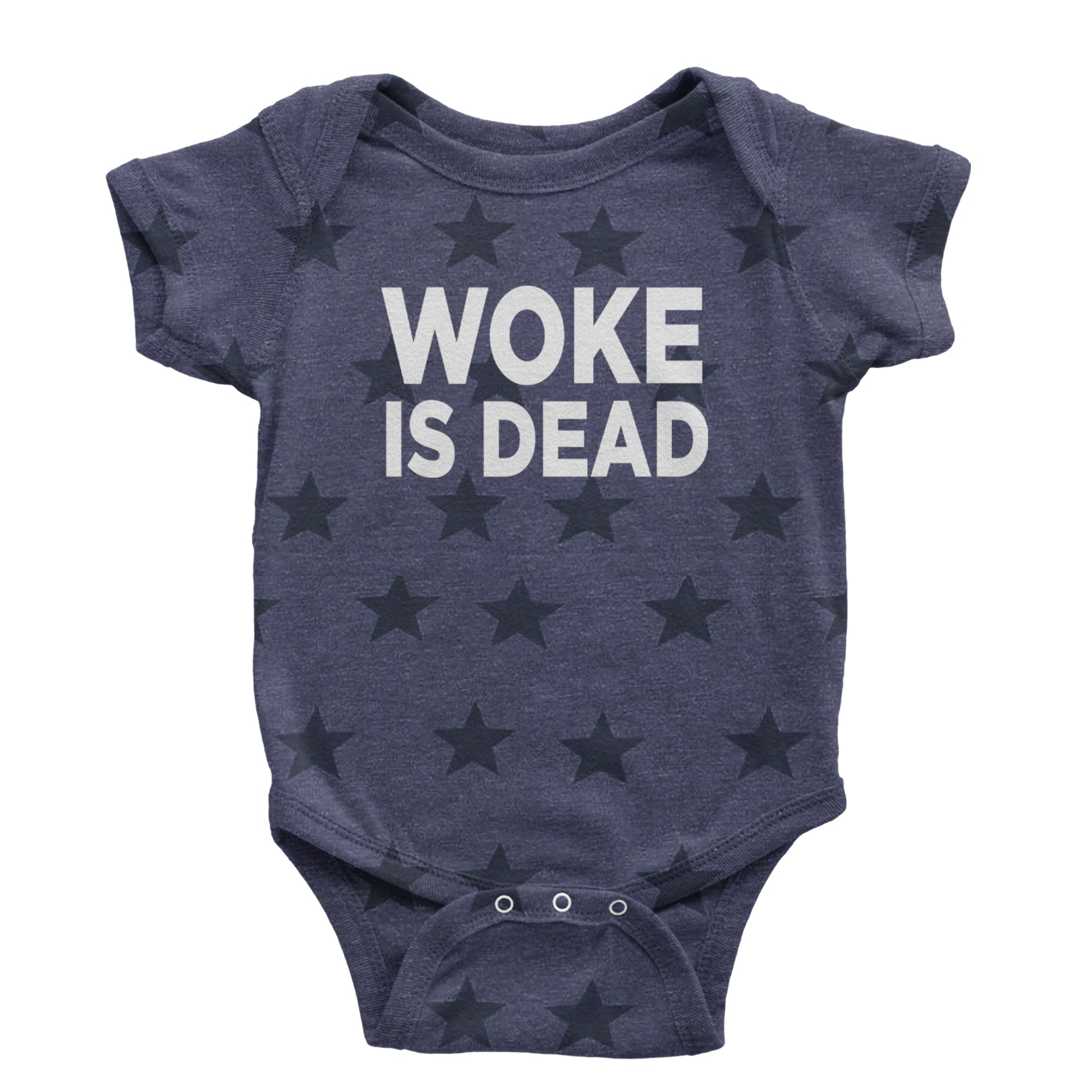Woke Is Dead Satire Infant One-Piece Romper Bodysuit Or Toddler T-shirt Navy Blue STAR