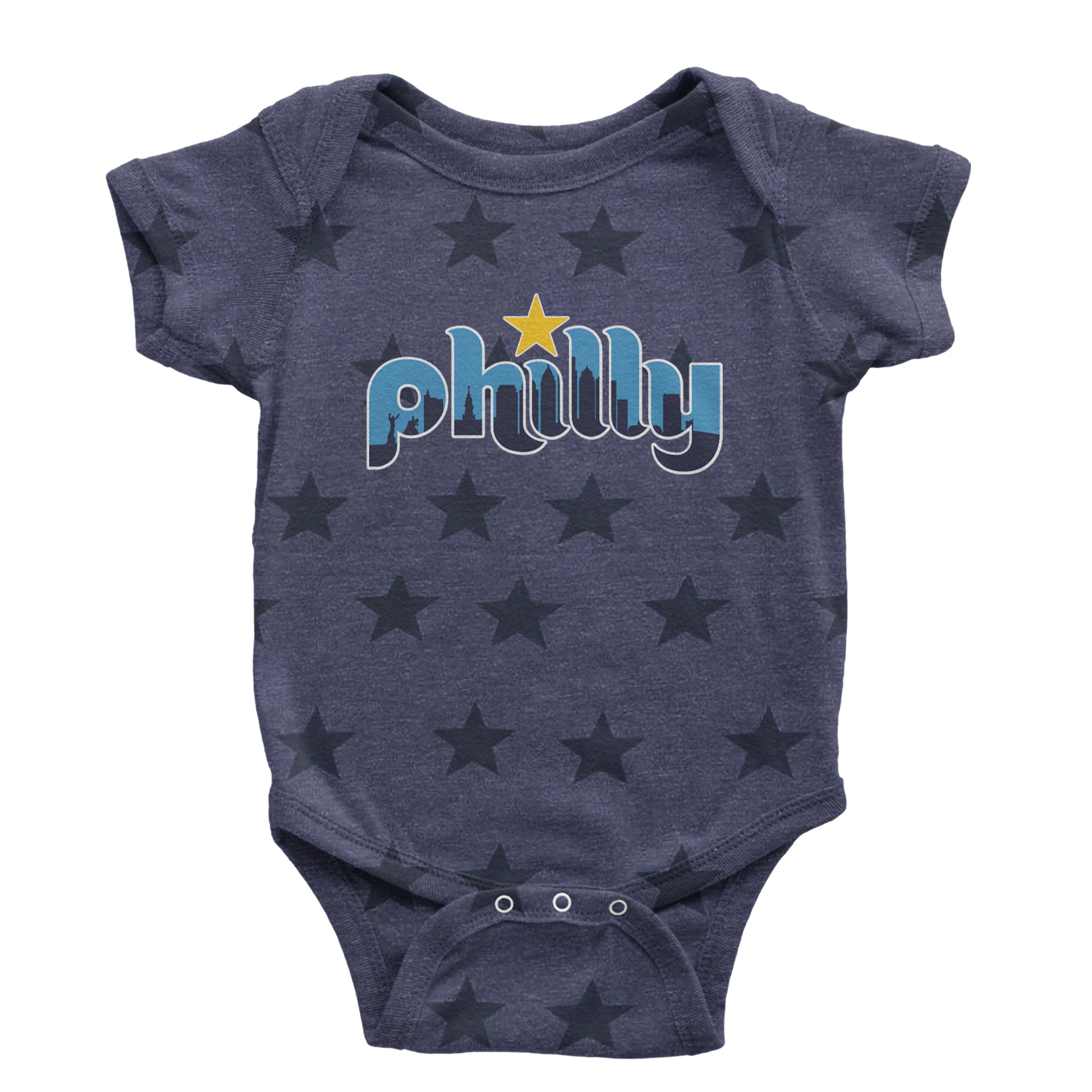 Skyline Philly Philadelphia Infant One-Piece Romper Bodysuit Or Toddler T-shirt Navy Blue STAR