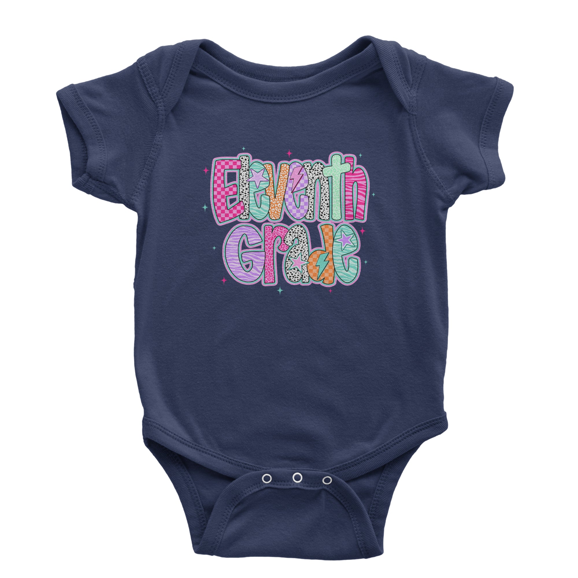 Eleventh Grade Extra Colorful Back to School Infant One-Piece Romper Bodysuit Or Toddler T-shirt Navy Blue