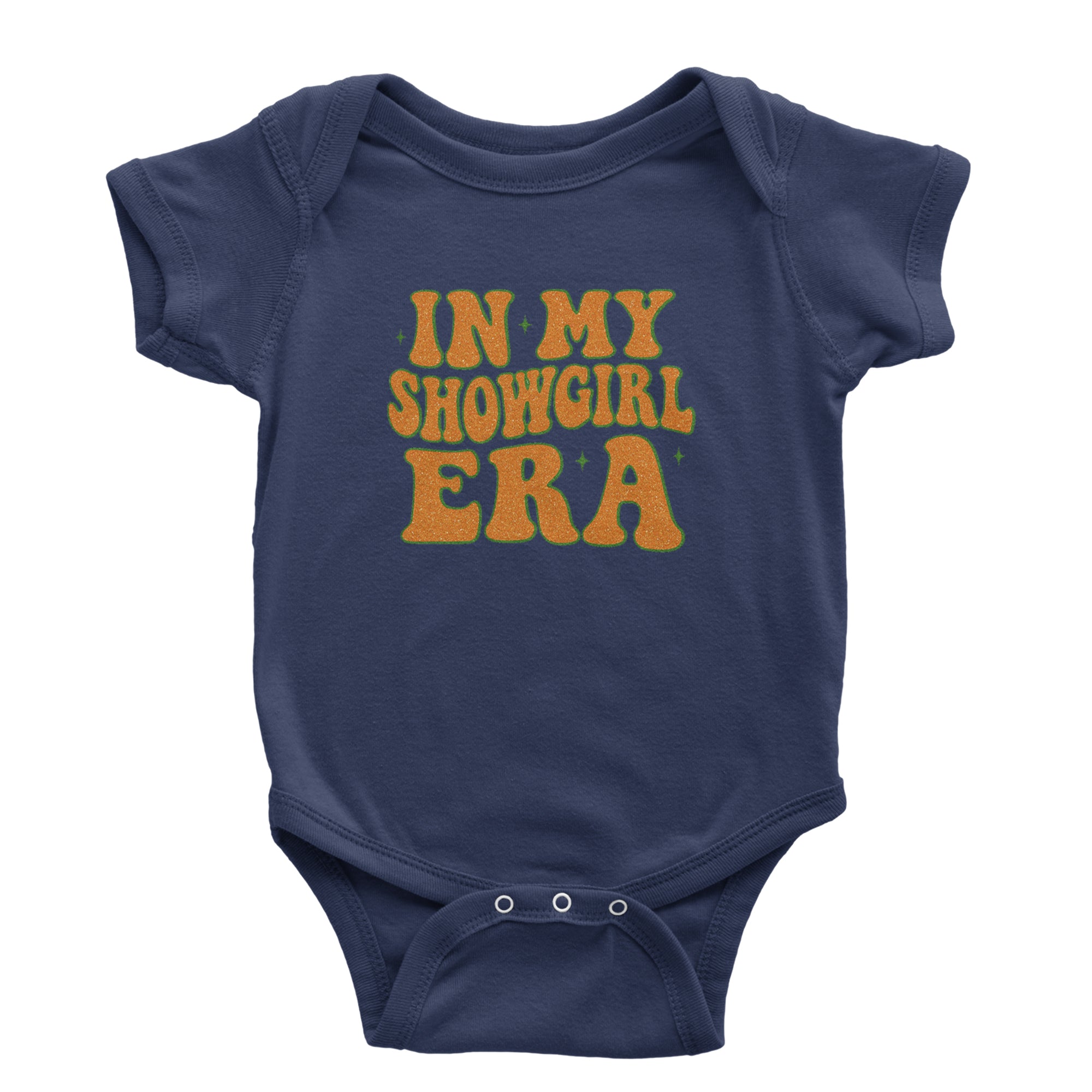 In My Showgirl Era Retro Infant One-Piece Romper Bodysuit Or Toddler T-shirt Navy Blue