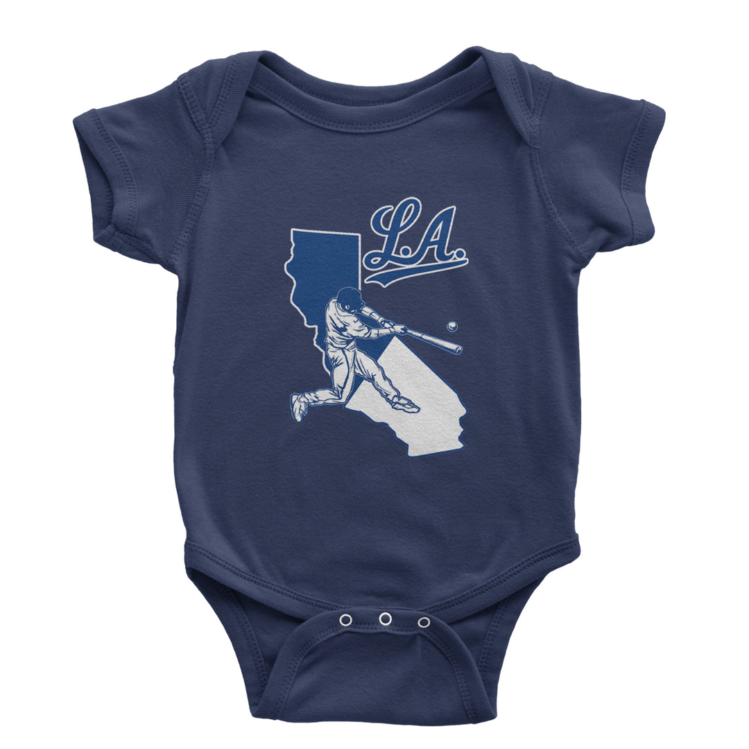 Los Angeles Baseball Batter Up Infant One-Piece Romper Bodysuit Or Toddler T-shirt Navy Blue