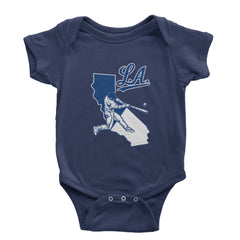 Los Angeles Baseball Batter Up Infant One-Piece Romper Bodysuit Or Toddler T-shirt Navy Blue