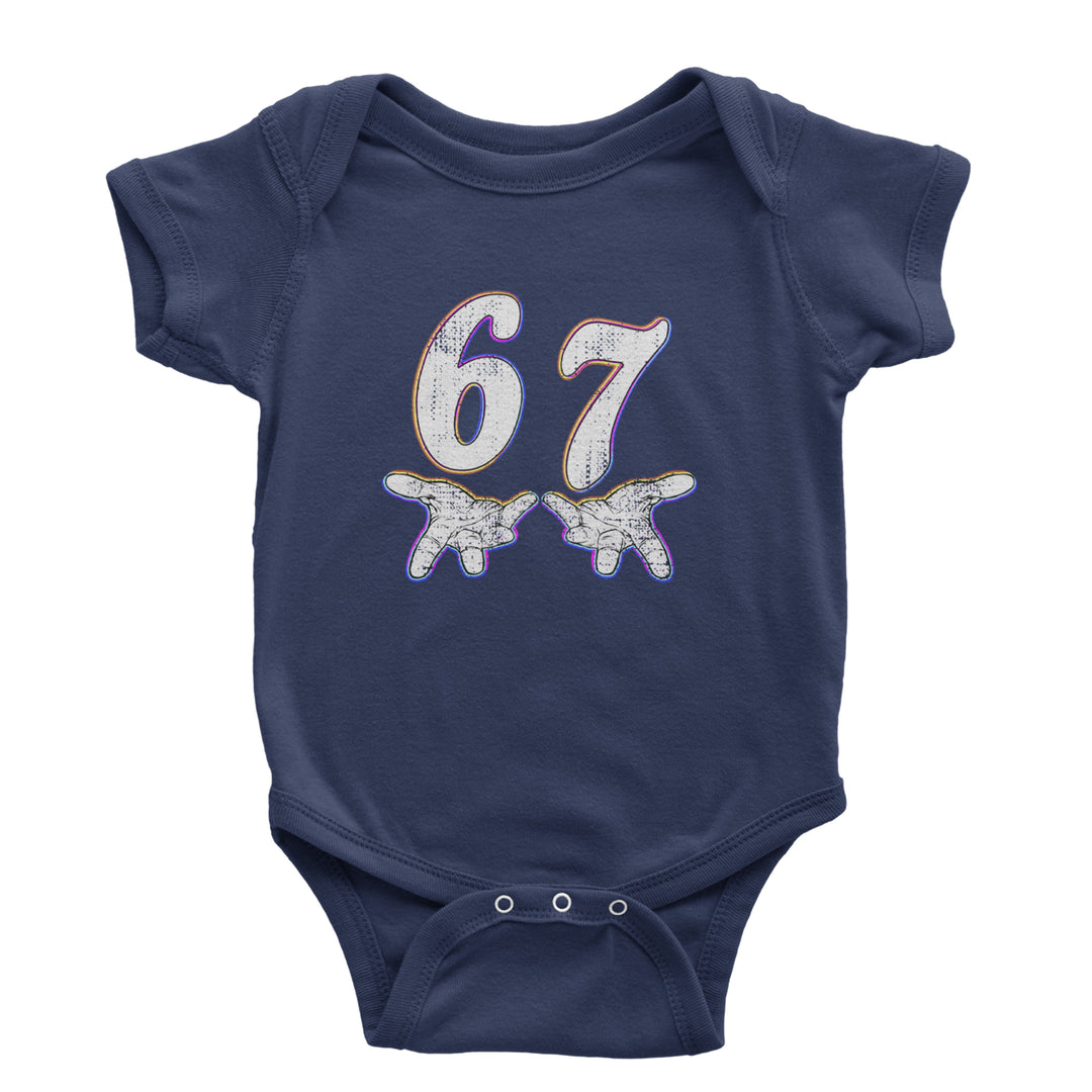 67 Hands Meme Viral Drill Infant One-Piece Romper Bodysuit Or Toddler T-shirt Navy Blue