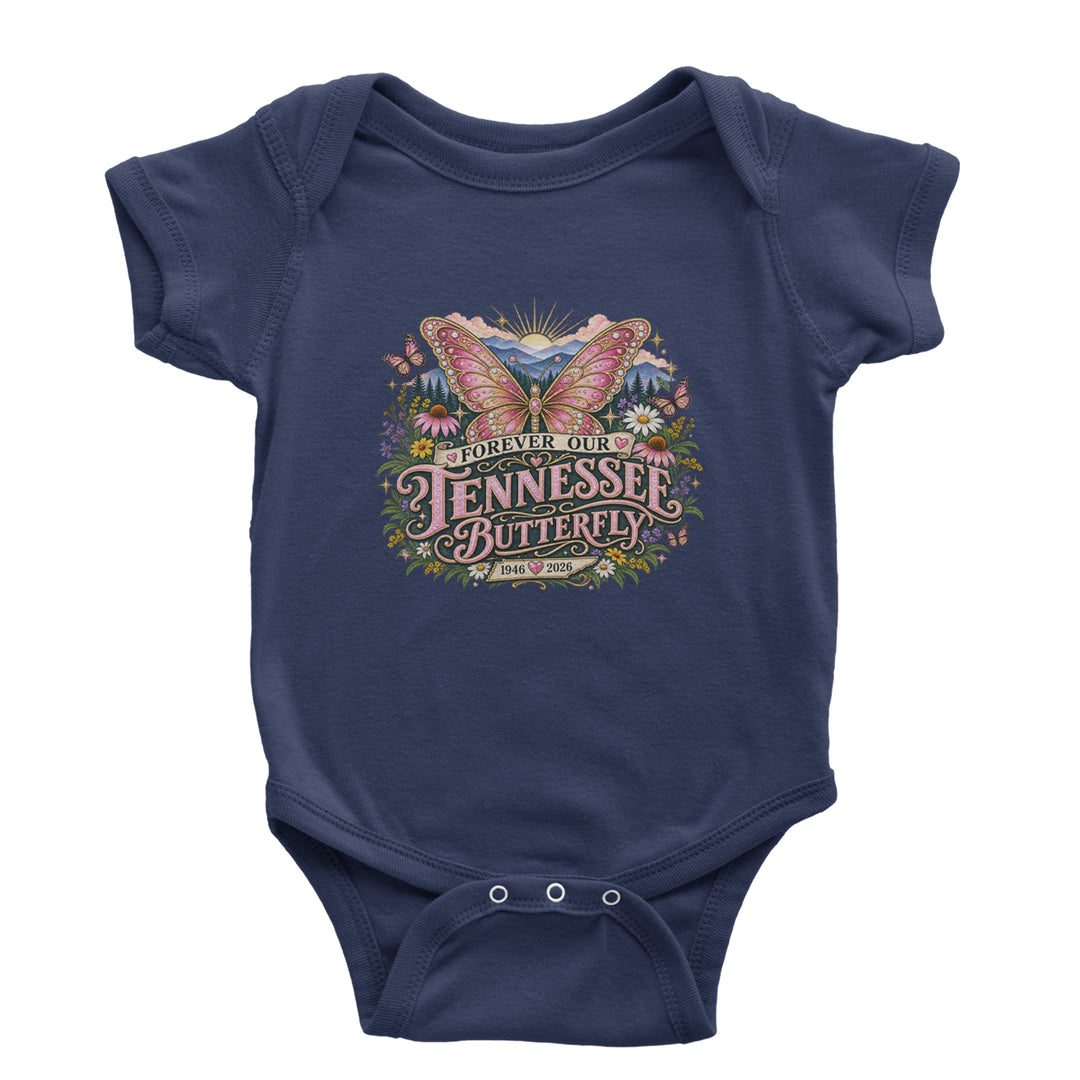 Forever Our Tennessee Butterfly Dolly Infant One-Piece Romper Bodysuit Or Toddler T-shirt Navy Blue