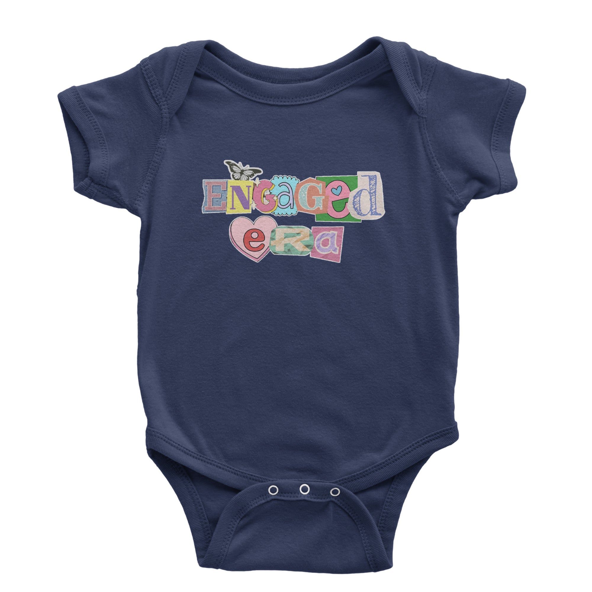 Engaged Era Aesthetic Retro Collage Design Infant One-Piece Romper Bodysuit Or Toddler T-shirt Navy Blue