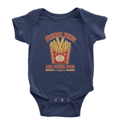 French Fries Are Finger Food IYKYK Infant One-Piece Romper Bodysuit Or Toddler T-shirt Navy Blue