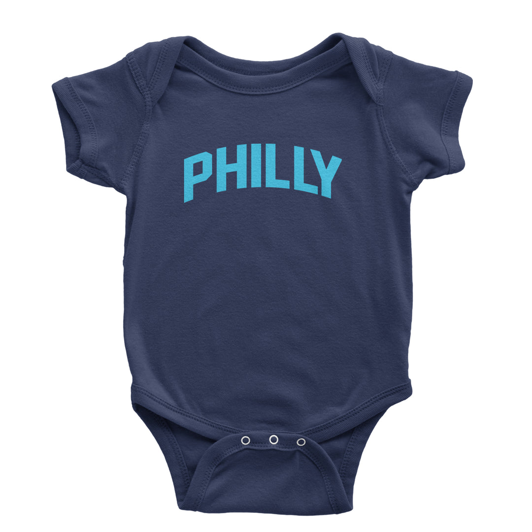 Philly Philadelphia Pride graphic on Onesie and Toddler T-Shirt in Navy Blue