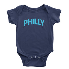 Philly Philadelphia Pride graphic on Onesie and Toddler T-Shirt in Navy Blue