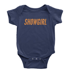 Showgirl Orange Glitter Infant One-Piece Romper Bodysuit Or Toddler T-shirt Navy Blue