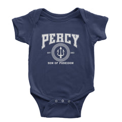 Percy Son Of Poseidon Sea God Infant One-Piece Romper Bodysuit Or Toddler T-shirt Navy Blue