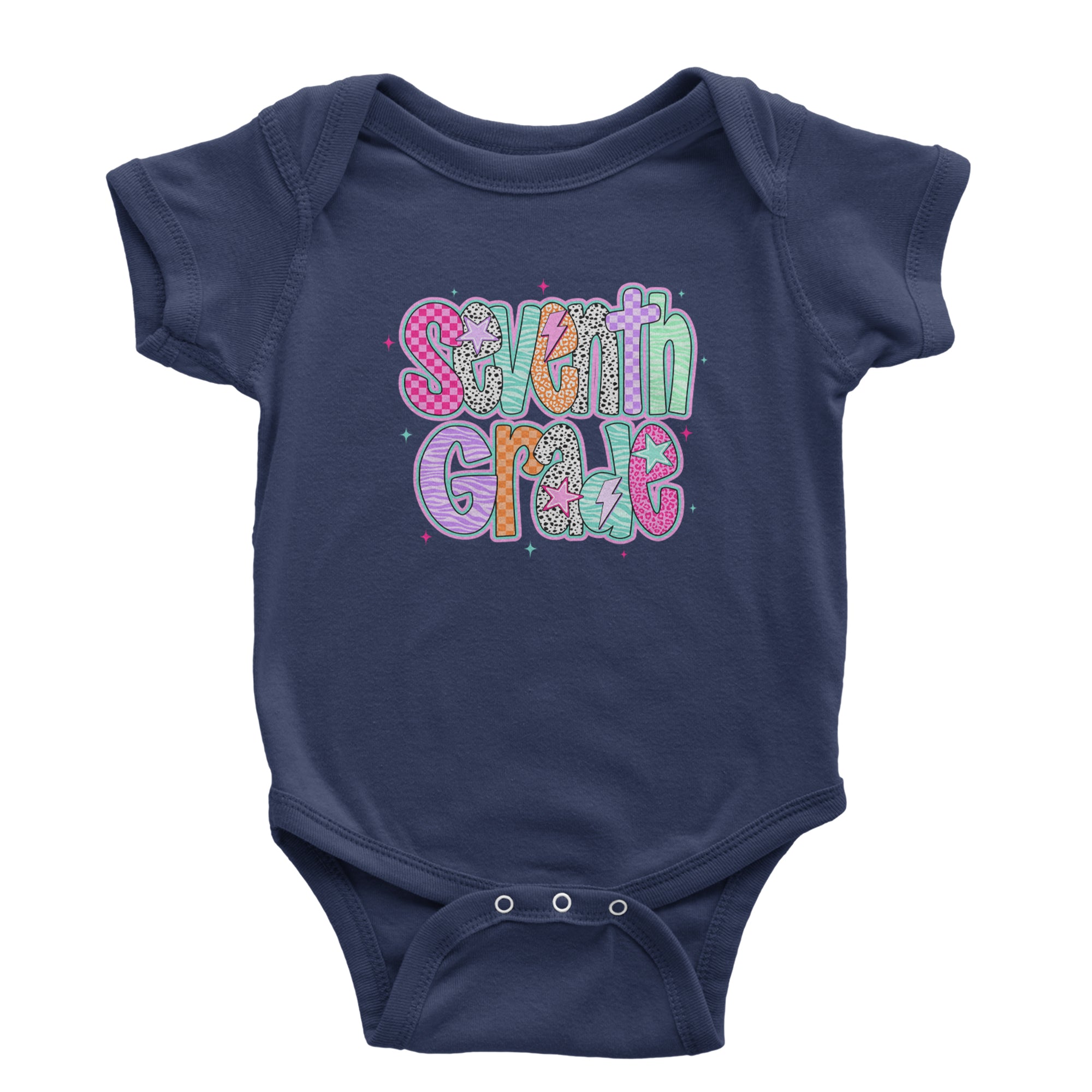 Seventh Grade Swagger Colorful Back to School Infant One-Piece Romper Bodysuit Or Toddler T-shirt Navy Blue