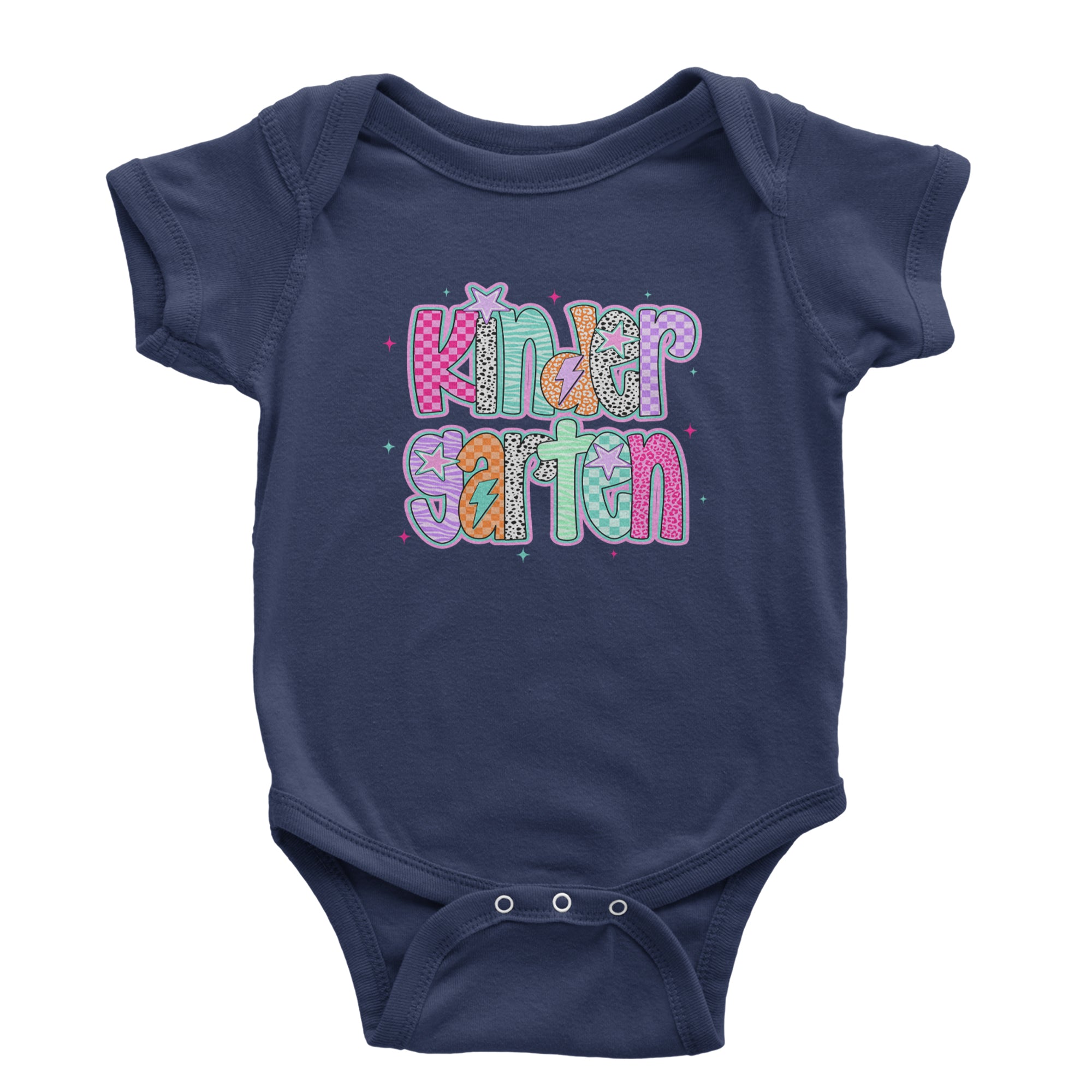 Kindergarten Cutie Colorful Back to School Infant One-Piece Romper Bodysuit Or Toddler T-shirt Navy Blue