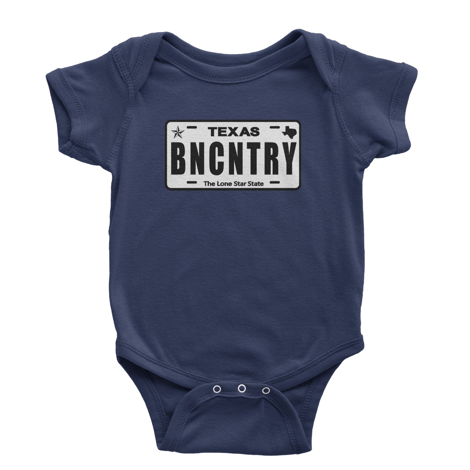 Texas License Plate BNCNTRY Infant One-Piece Romper Bodysuit Or Toddler T-shirt Navy Blue