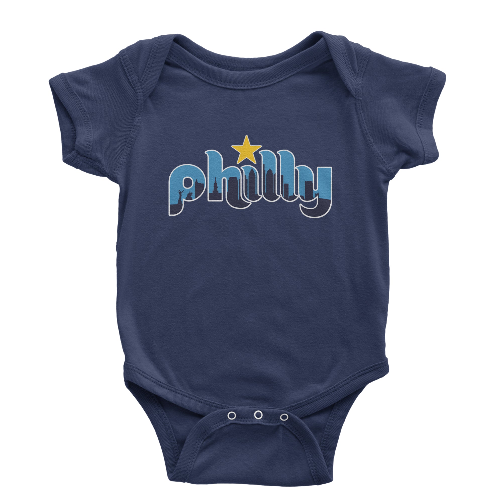 Skyline Philly Philadelphia Infant One-Piece Romper Bodysuit Or Toddler T-shirt Navy Blue