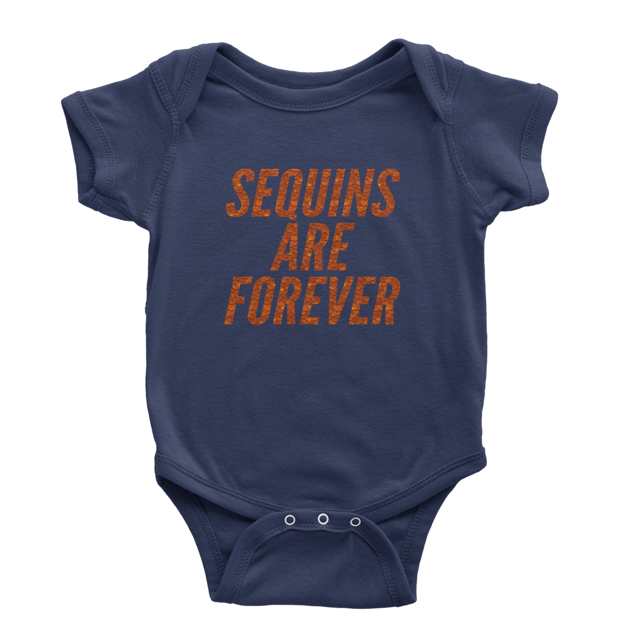 Sequins Are Forever Retro Glam Infant One-Piece Romper Bodysuit Or Toddler T-shirt Navy Blue