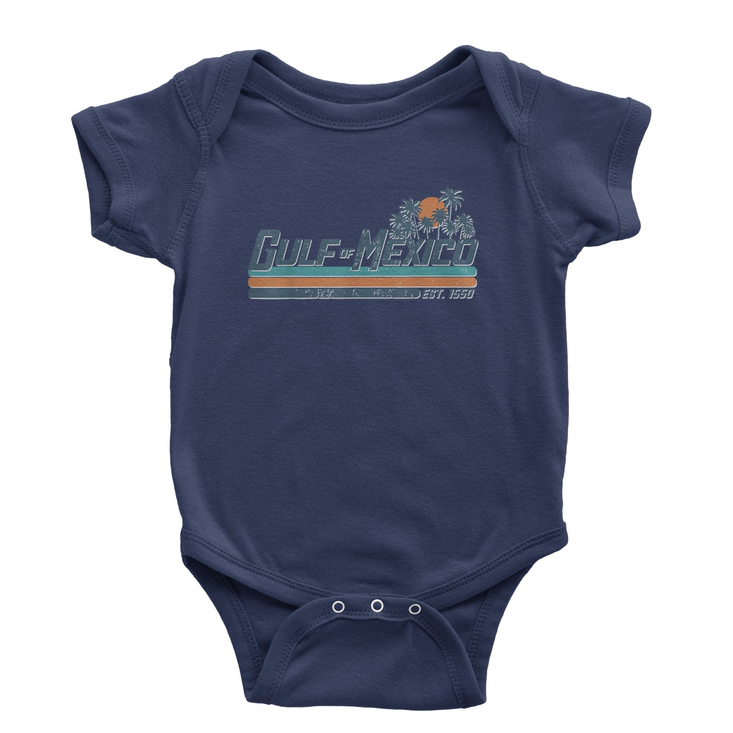 Gulf Of Mexico Established Year 1550 Infant One-Piece Romper Bodysuit Or Toddler T-shirt Navy Blue