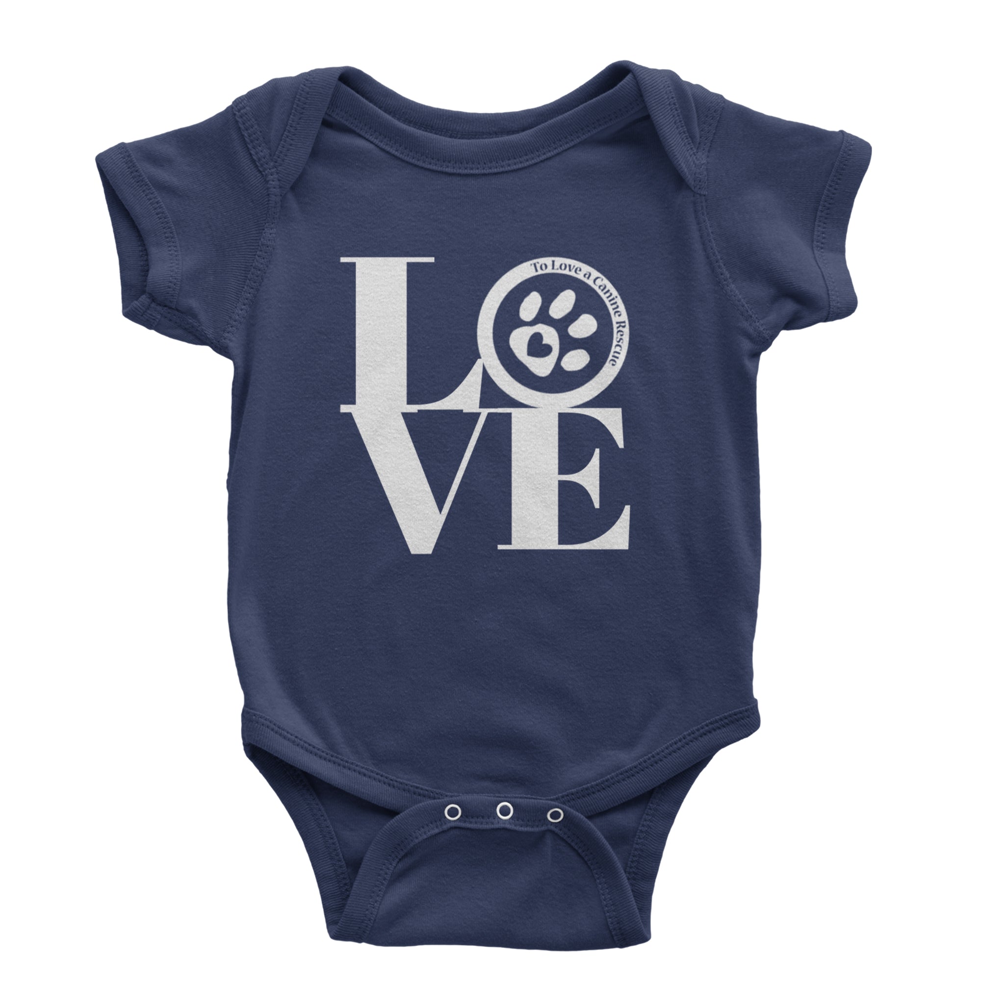 TLC LOVE Dog Rescue Infant One-Piece Romper Bodysuit Or Toddler T-shirt Navy Blue