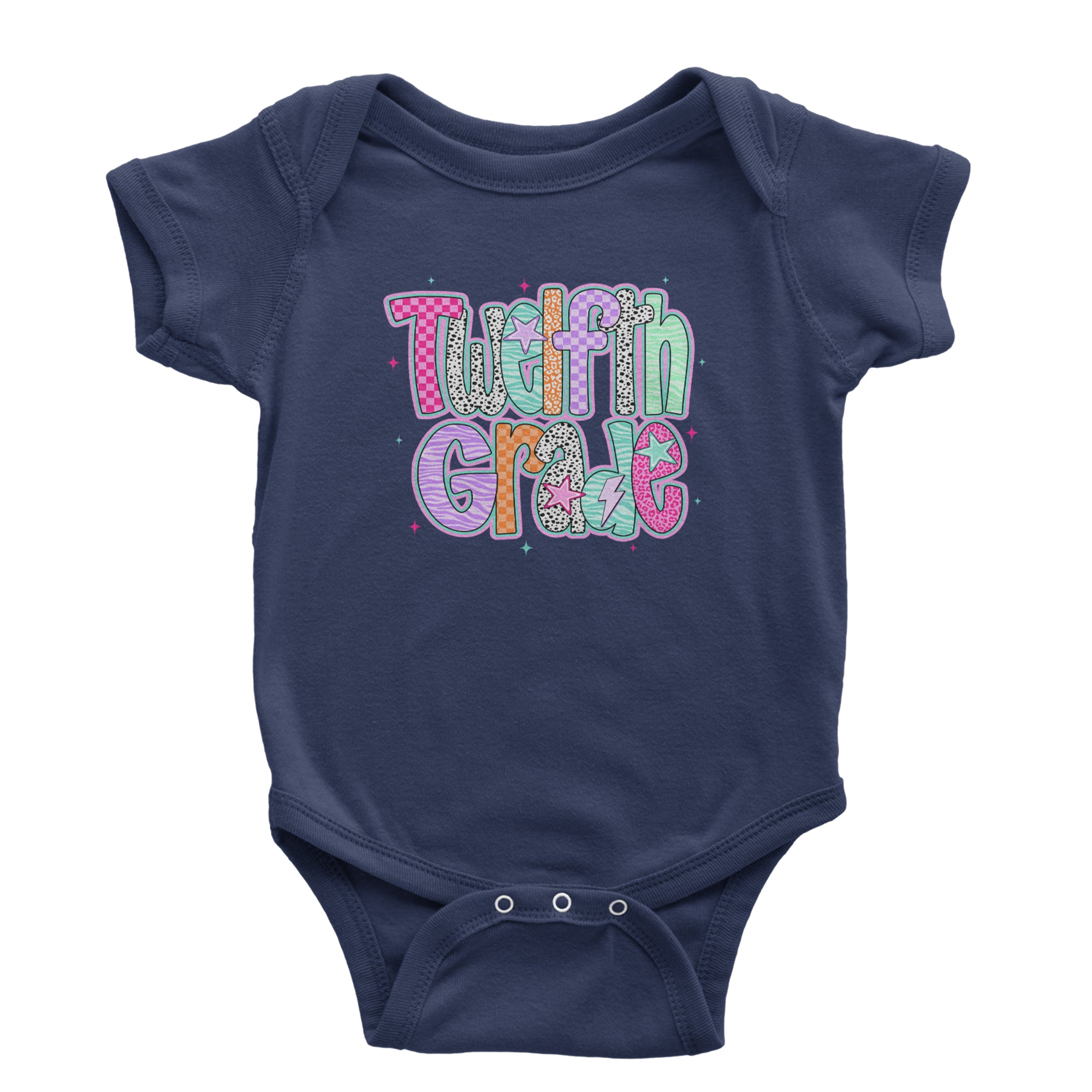 Senior Year Colorful Back to School Infant One-Piece Romper Bodysuit Or Toddler T-shirt Navy Blue