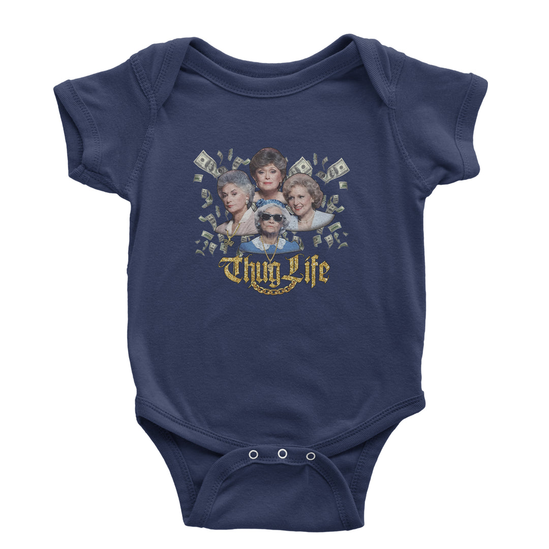 Golden Chain Thug Life Girls Infant One-Piece Romper Bodysuit Or Toddler T-shirt Navy Blue