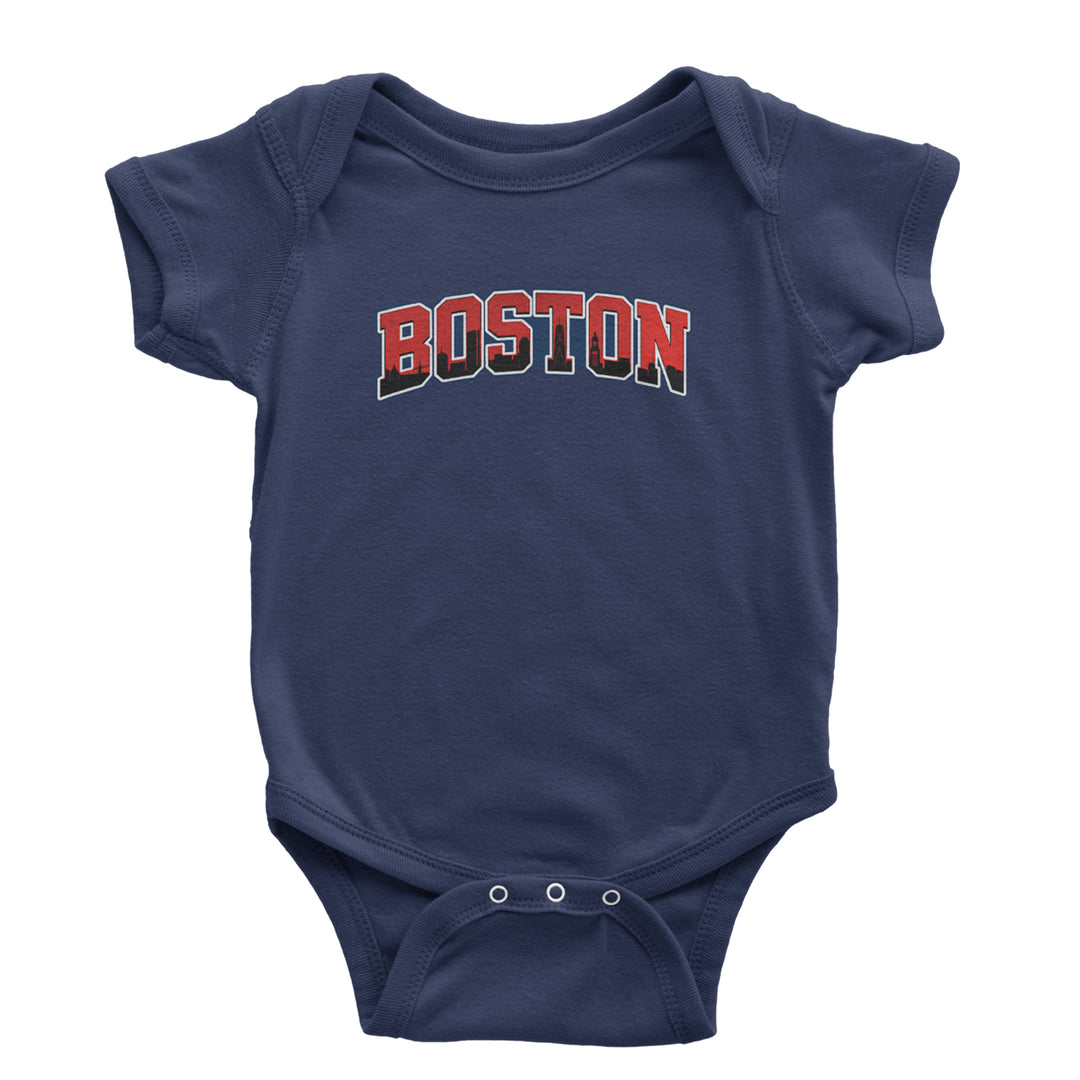 Boston City Pride Skyline Infant One-Piece Romper Bodysuit Or Toddler T-shirt Navy Blue