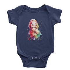 Mrs. Monroe Watercolors Bombshell Infant One-Piece Romper Bodysuit Or Toddler T-shirt Navy Blue