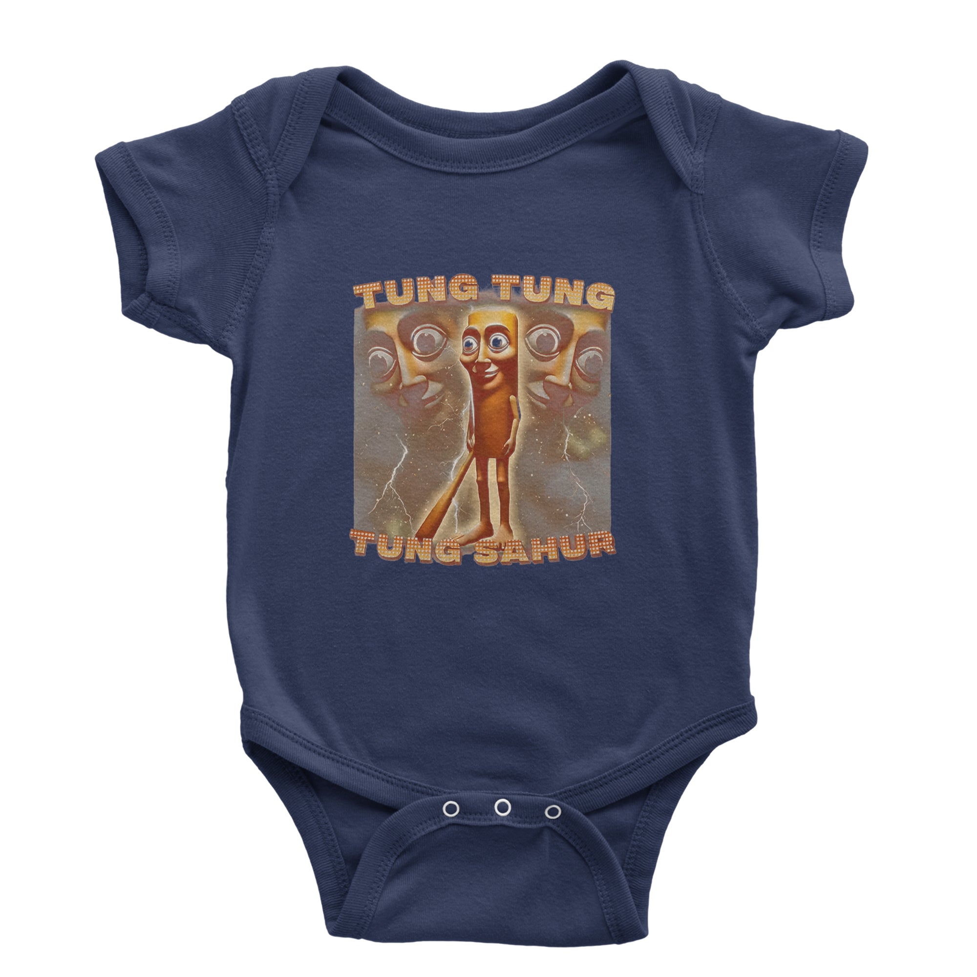 Tung Tung Tung Sahur Enforcer Infant One-Piece Romper Bodysuit Or Toddler T-shirt Navy Blue