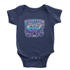 Six Seven 67 Retro Pixel Buddies Infant One-Piece Romper Bodysuit Or Toddler T-shirt Navy Blue
