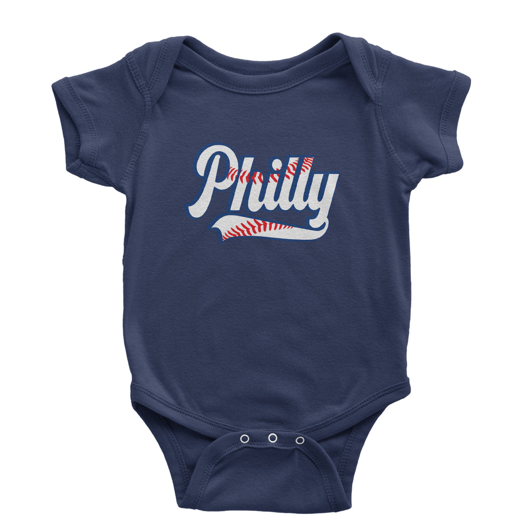 Philly Baseball Stitching Infant One-Piece Romper Bodysuit Or Toddler T-shirt Navy Blue
