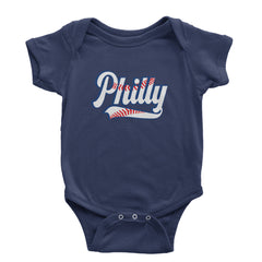 Philly Baseball Stitching Infant One-Piece Romper Bodysuit Or Toddler T-shirt Navy Blue