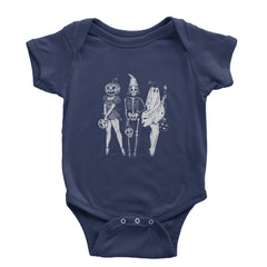 Vintage Spooky Squad Pinup Halloween Design Infant One-Piece Romper Bodysuit Or Toddler T-shirt Navy Blue