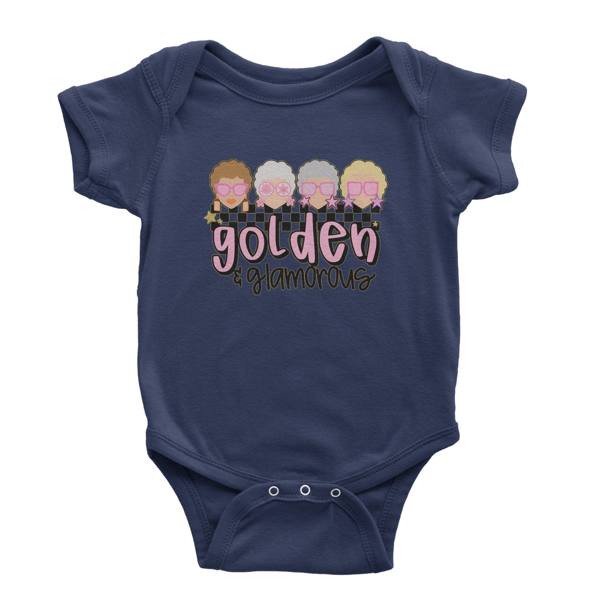 Golden And Glamorous Golden Girls Infant One-Piece Romper Bodysuit Or Toddler T-shirt Navy Blue