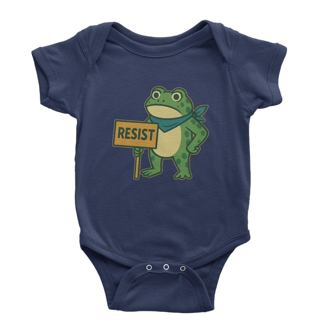 Sign Resist Meme Frog Protest Infant One-Piece Romper Bodysuit Or Toddler T-shirt Navy Blue