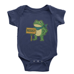 Sign Resist Meme Frog Protest Infant One-Piece Romper Bodysuit Or Toddler T-shirt Navy Blue
