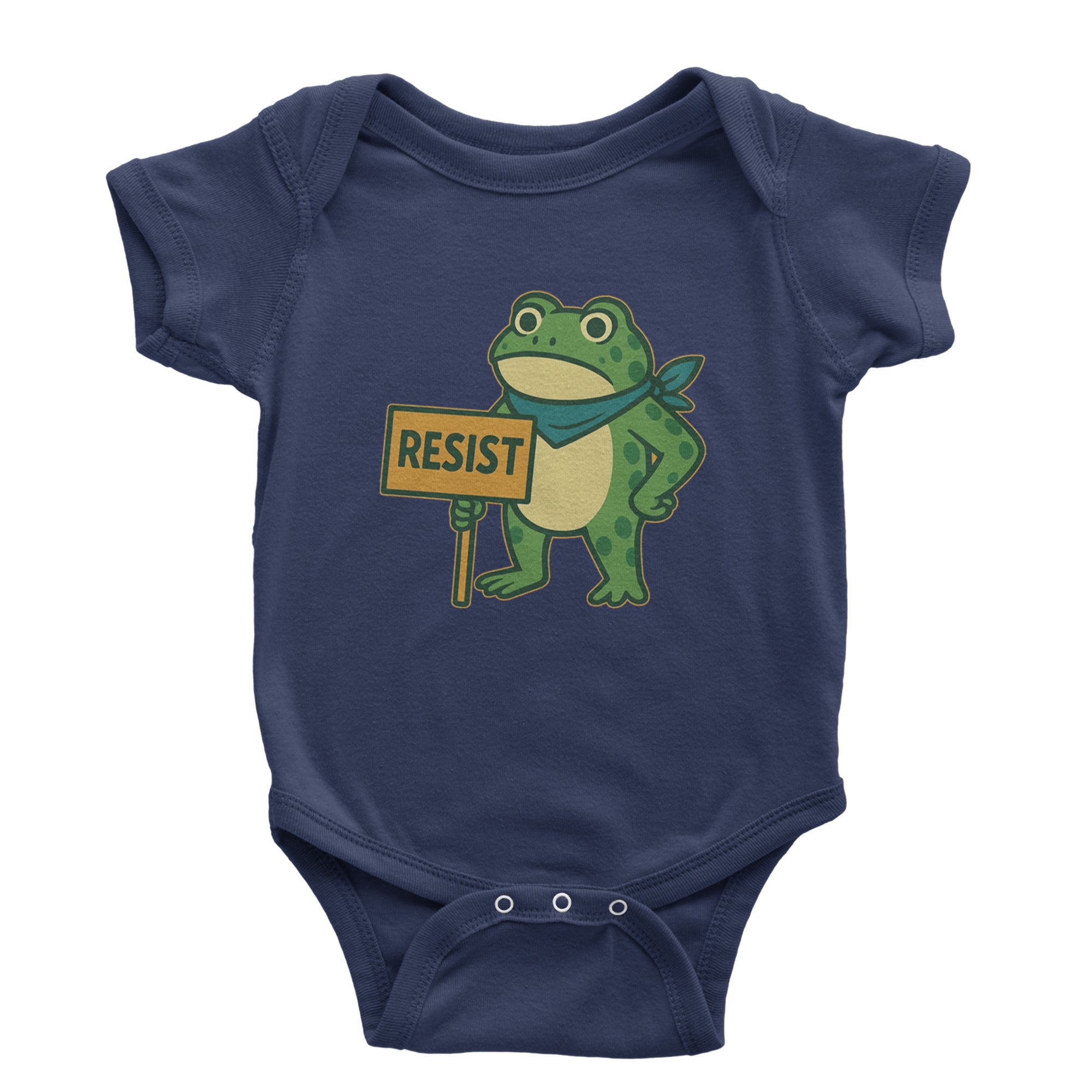 Sign Resist Meme Frog Protest Infant One-Piece Romper Bodysuit Or Toddler T-shirt Navy Blue
