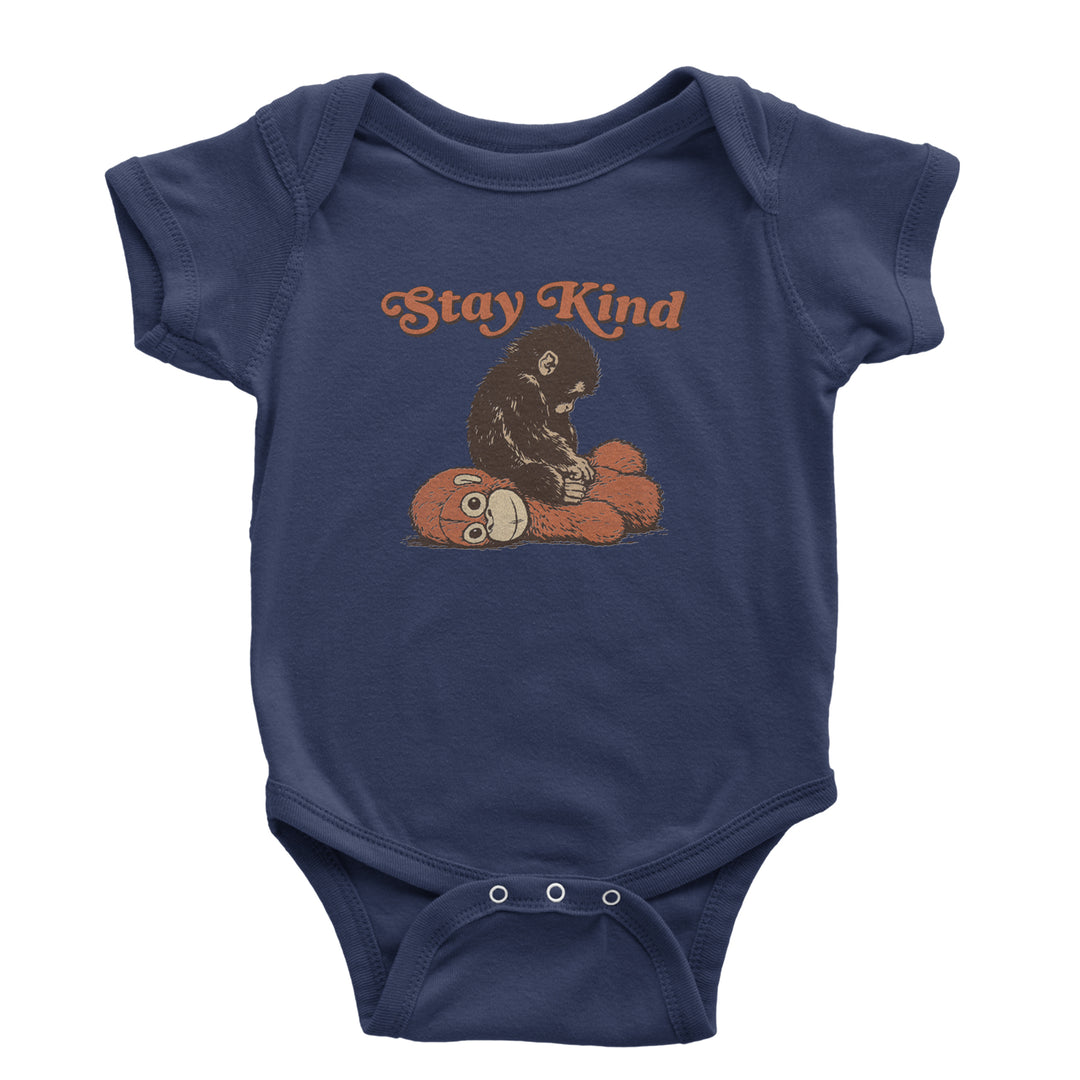 Punch Stay Kind Macaque Infant One-Piece Romper Bodysuit Or Toddler T-shirt Navy Blue