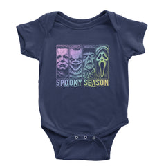 Spooky Season Horror Icons Halloween Infant One-Piece Romper Bodysuit Or Toddler T-shirt Navy Blue