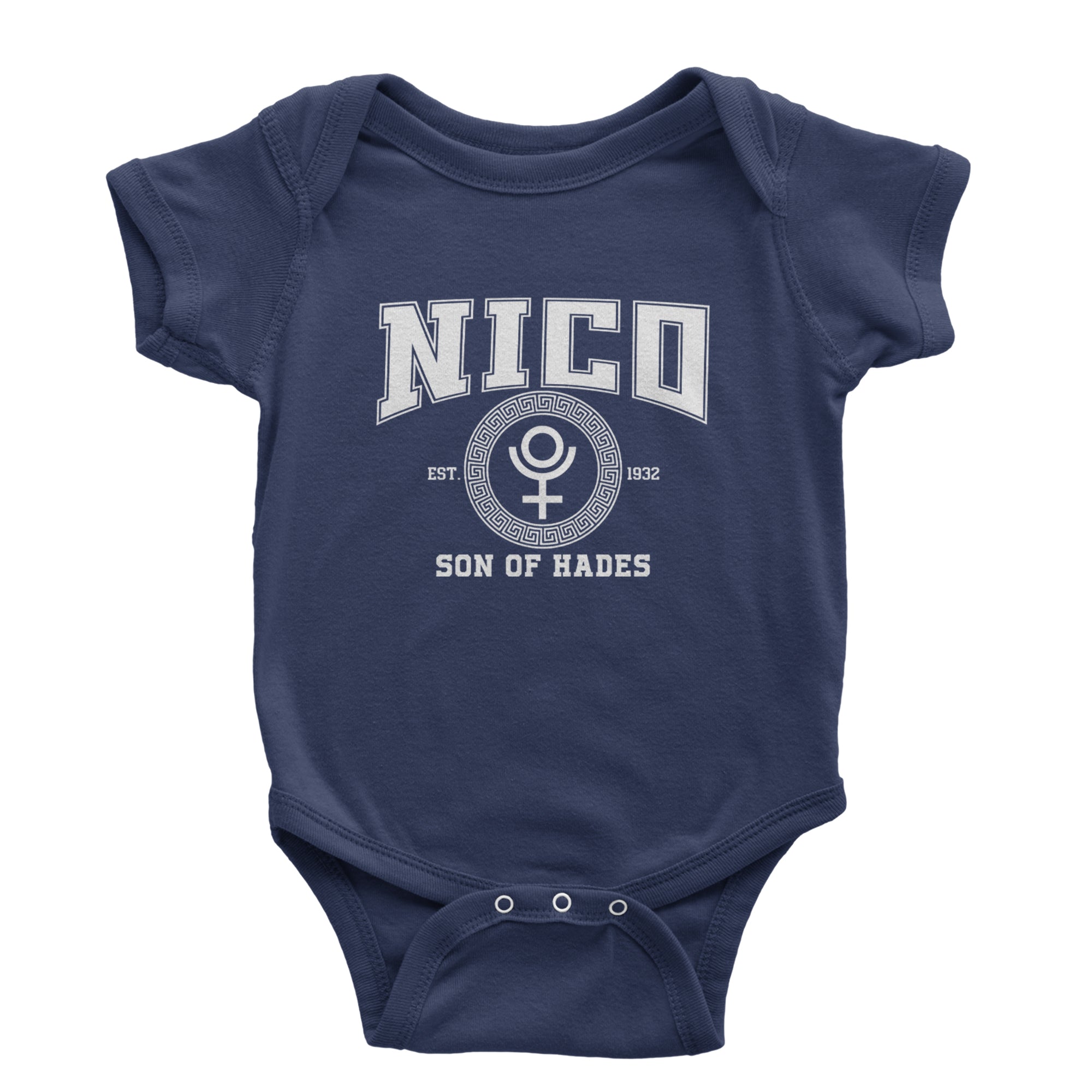 Nico Son of Hades Underworld Crest Infant One-Piece Romper Bodysuit Or Toddler T-shirt Navy Blue
