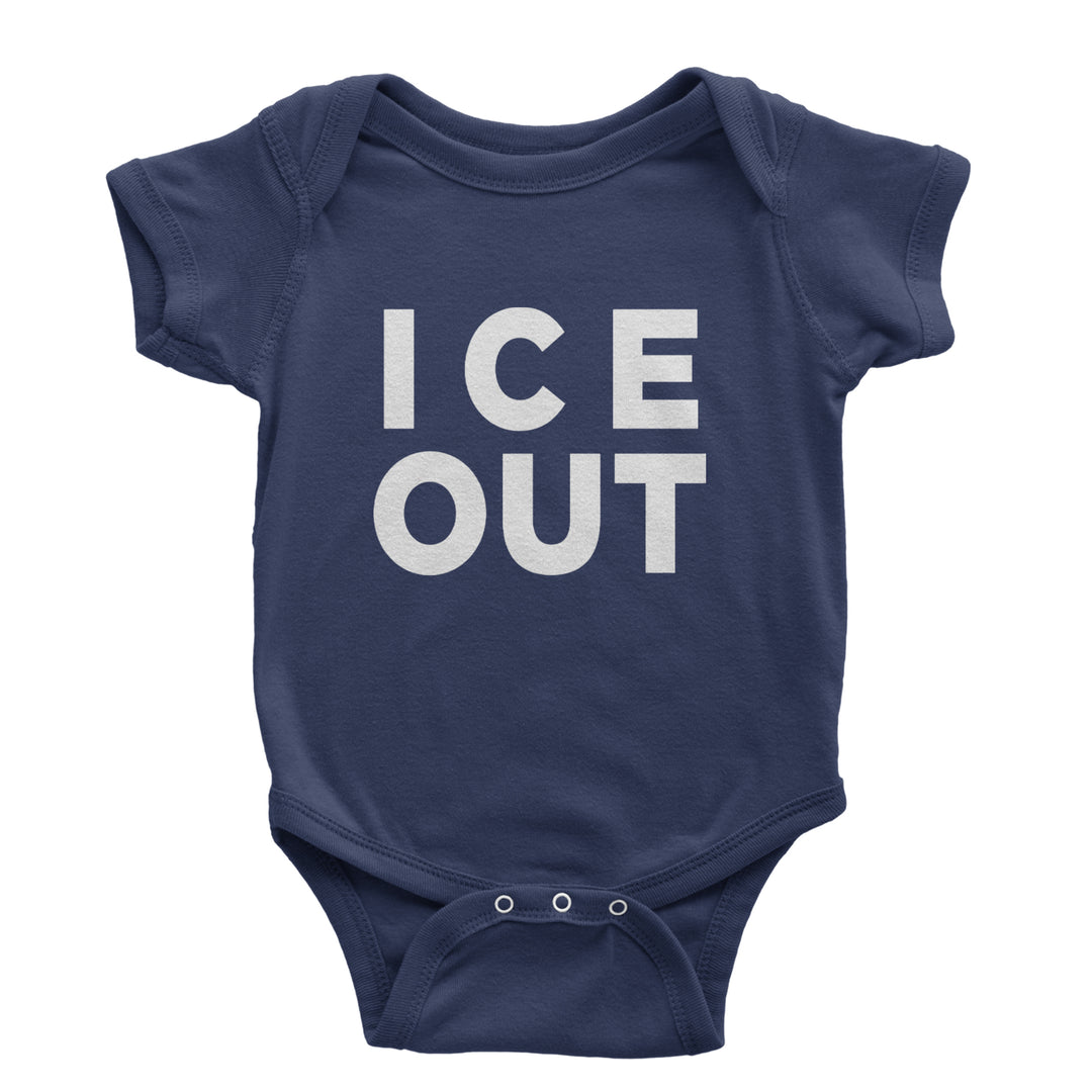 Ice Out Protest Infant One-Piece Romper Bodysuit Or Toddler T-shirt Navy Blue