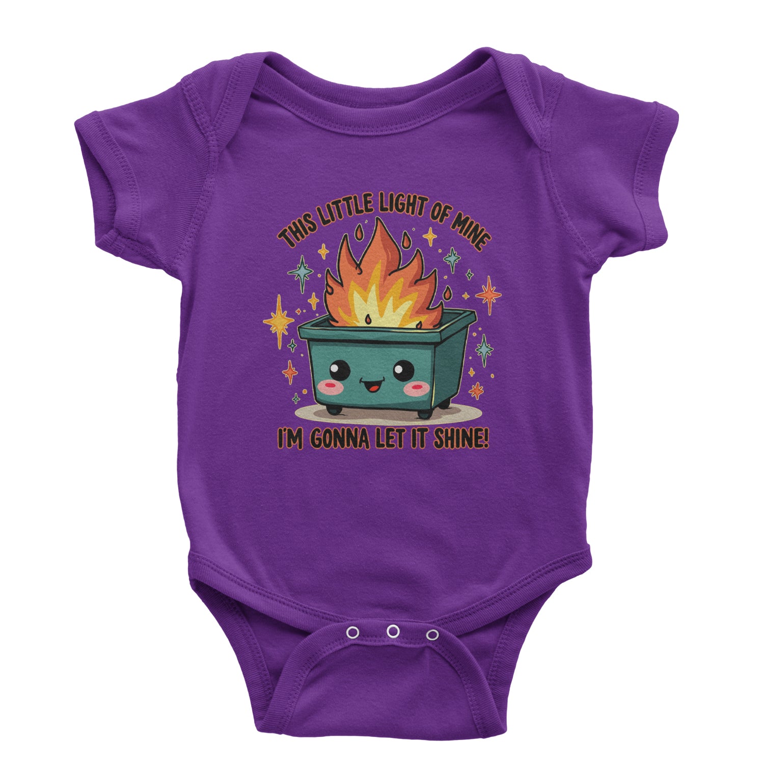 This Little Light of Mine Dumpster Fire Smile Face Infant One-Piece Romper Bodysuit Or Toddler T-shirt Purple