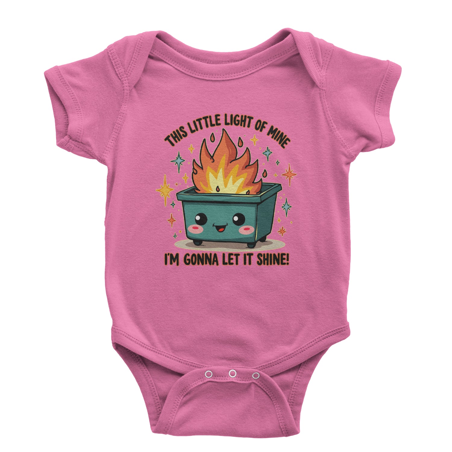 This Little Light of Mine Dumpster Fire Smile Face Infant One-Piece Romper Bodysuit Or Toddler T-shirt Raspberry