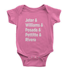 Jeter & Williams & Posada & Pettitte & Rivera Infant One-Piece Romper Bodysuit Or Toddler T-shirt Raspberry