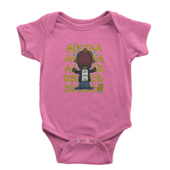 MUSTARD! Not Like Us Tv Off graphic on Onesie and Toddler T-Shirt in Raspberry
