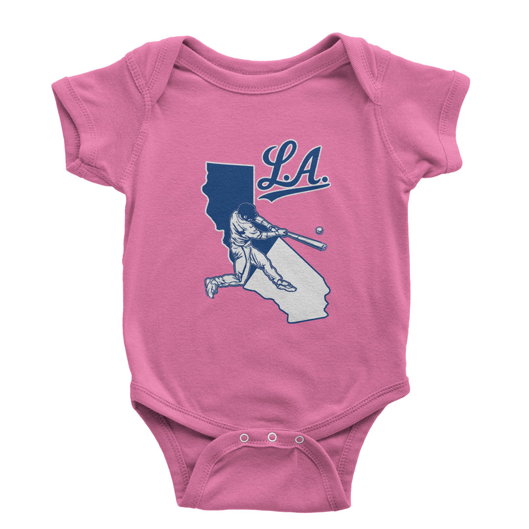 Los Angeles Baseball Batter Up Infant One-Piece Romper Bodysuit Or Toddler T-shirt Raspberry