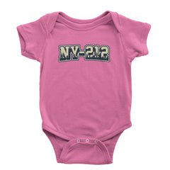 New York City 212 Area Code Skyline  Infant One-Piece Romper Bodysuit Or Toddler T-shirt Raspberry