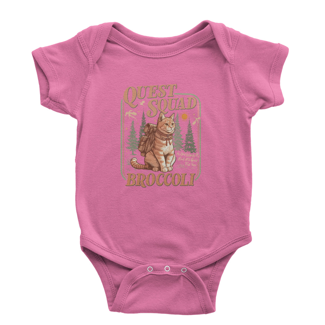 Quest Squad Broccoli Cat Fantasy Reader  Infant One-Piece Romper Bodysuit Or Toddler T-shirt Raspberry