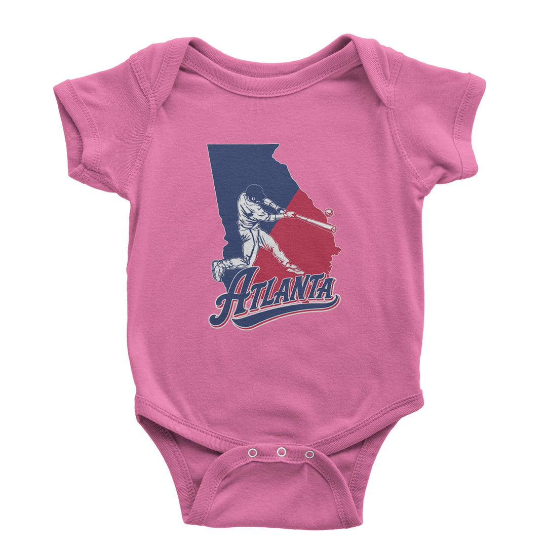 Atlanta Georgia Batter Up Infant One-Piece Romper Bodysuit Or Toddler T-shirt Raspberry