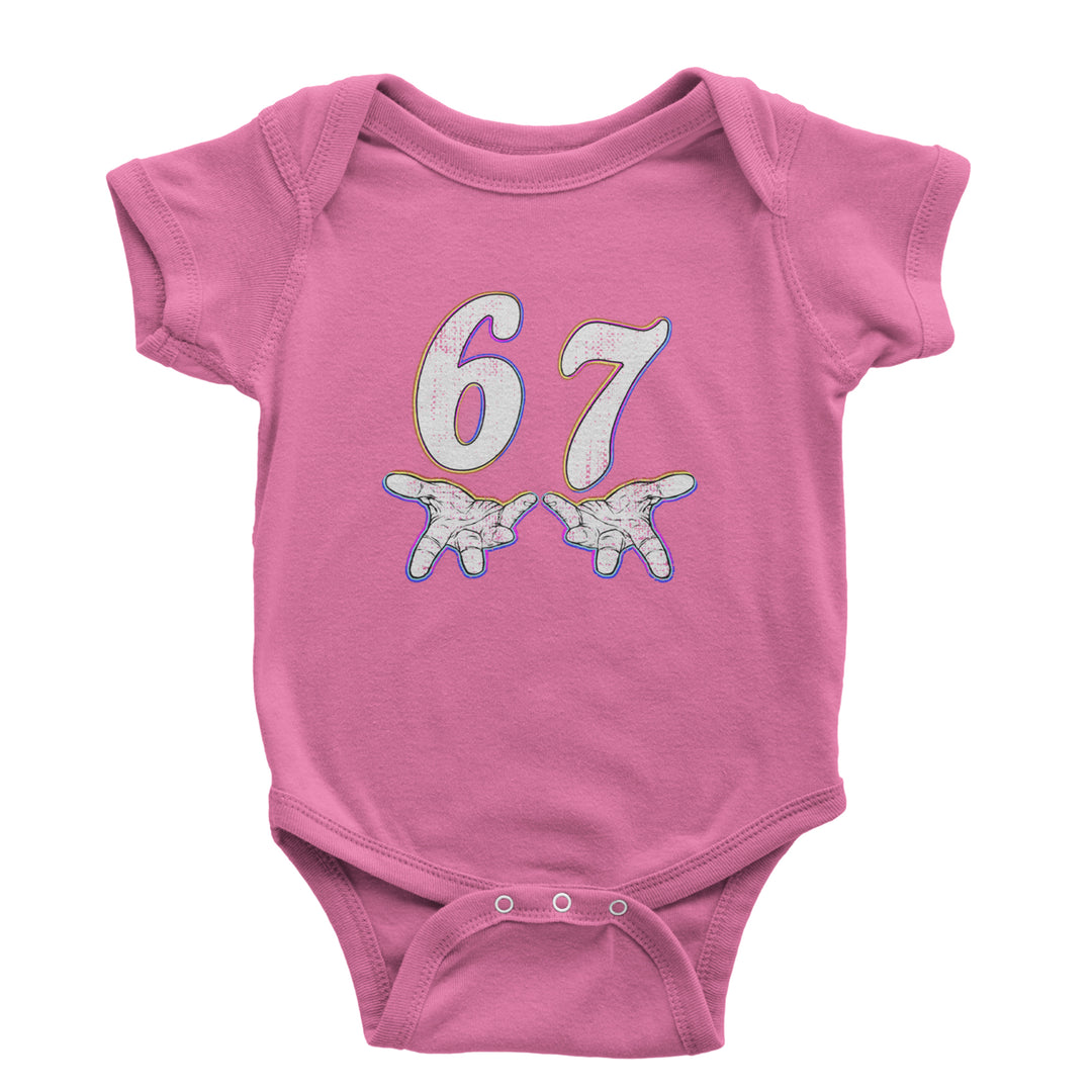67 Hands Meme Viral Drill Infant One-Piece Romper Bodysuit Or Toddler T-shirt Raspberry