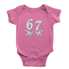 67 Hands Meme Viral Drill Infant One-Piece Romper Bodysuit Or Toddler T-shirt Raspberry
