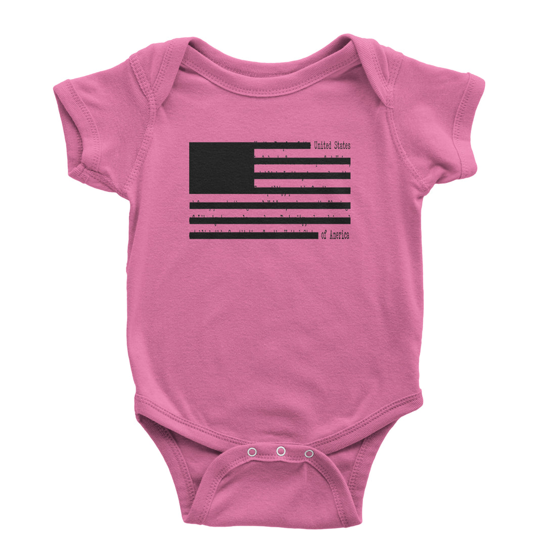 Redacted American Flag Infant One-Piece Romper Bodysuit or Toddler T-shirt Raspberry
