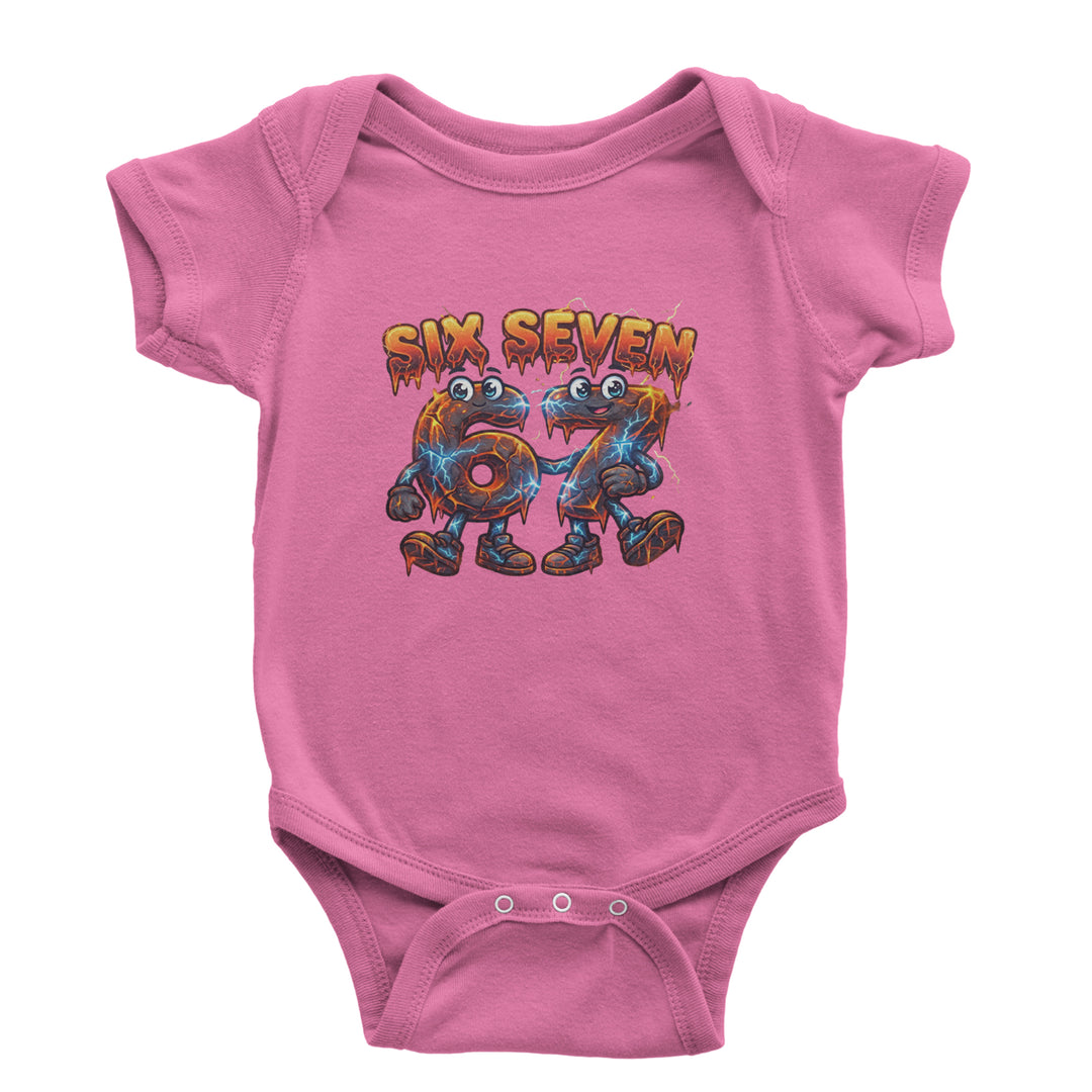 67 Lava Lightning Six Seven Meme Infant One-Piece Romper Bodysuit Or Toddler T-shirt Raspberry